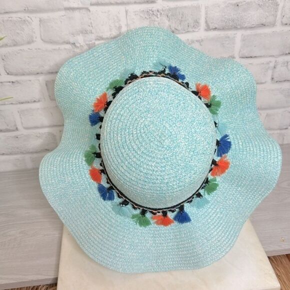 Colorful Tassel Floppy Boho Sunhat Beach Pool - Picture 1 of 4